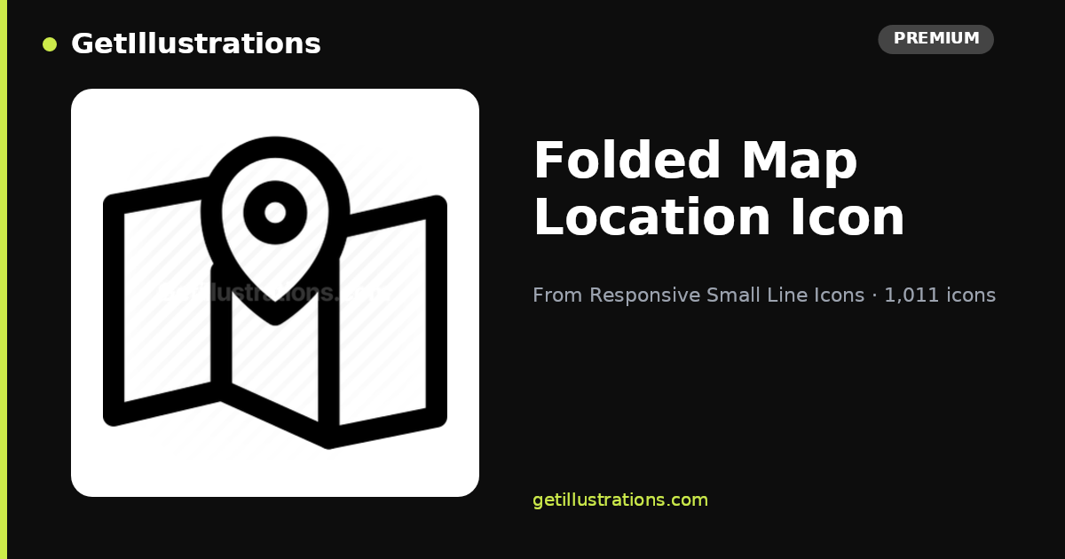 Folded Map Location Icon — Outline Style | Responsive Small Line Icons ...