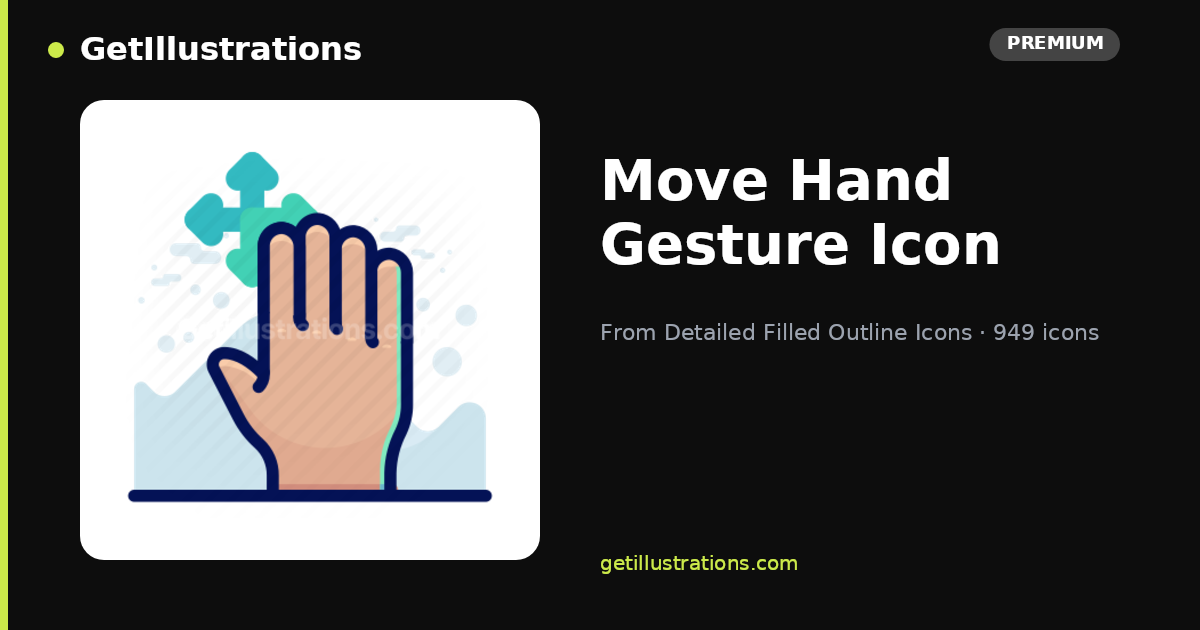 Move Hand Gesture Icon — Detailed Filled Outline Icons | GetIllustrations