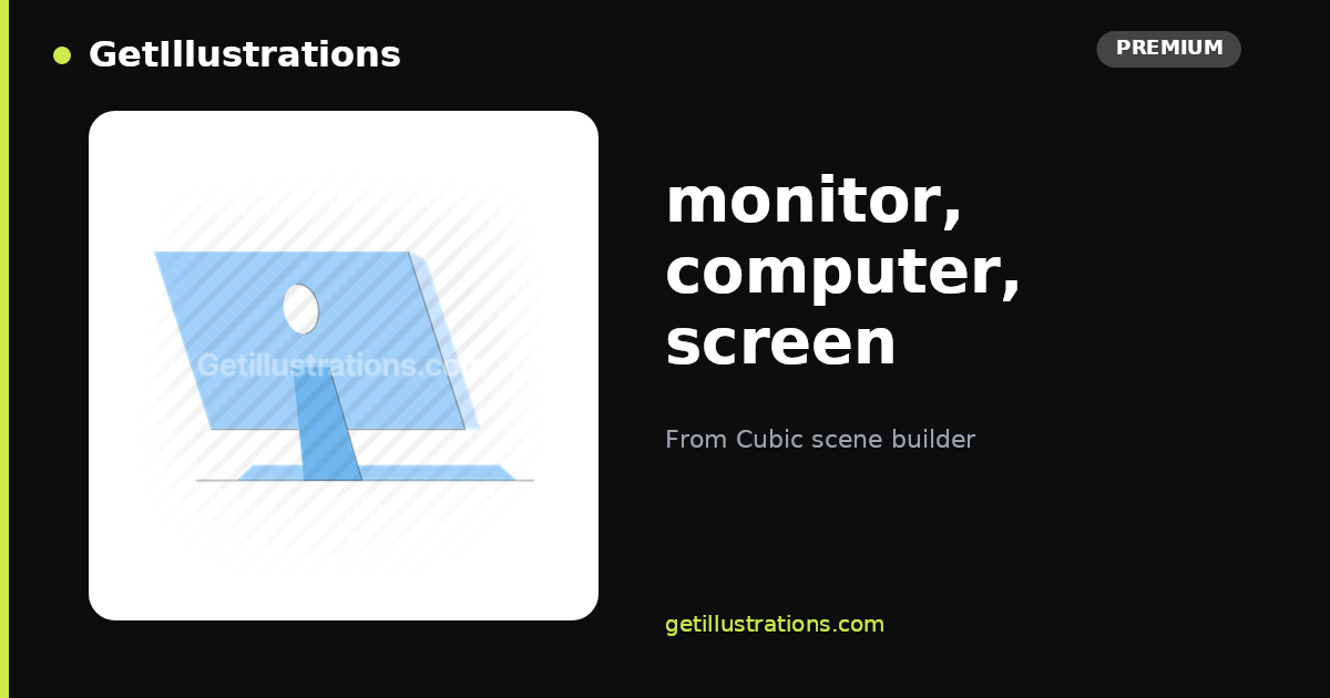 monitor, computer, screen Vector Illustration — Cubic scene builder ...