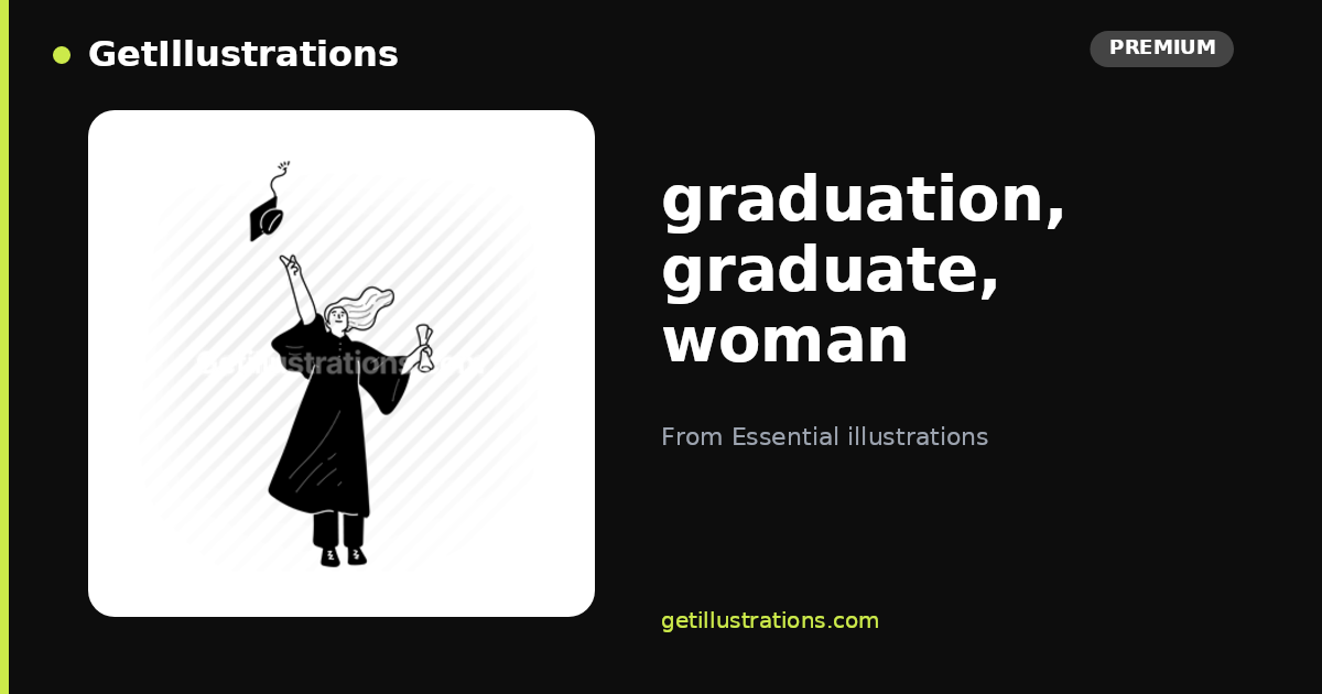 graduation, graduate, woman Vector Illustration — Essential ...