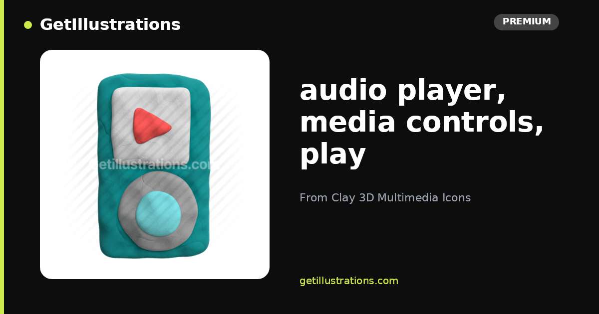 Player Control audio player, media controls, play button Vector Illustration — Clay 3D ...