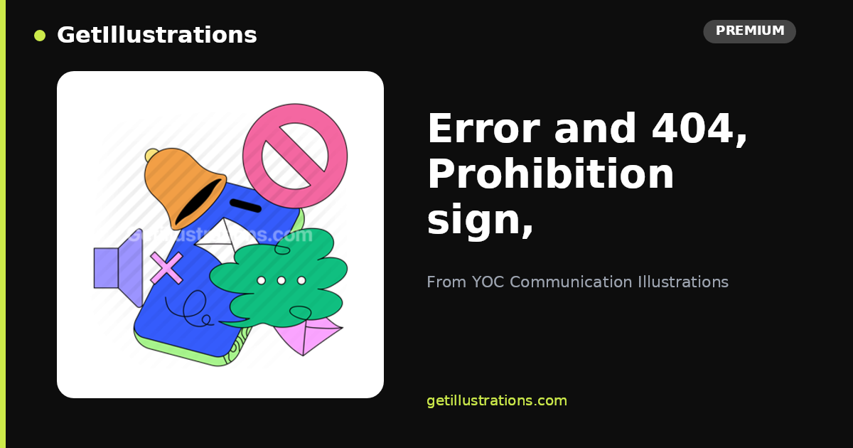 Error and 404, Prohibition sign, Alarm bell Vector Illustration — YOC ...