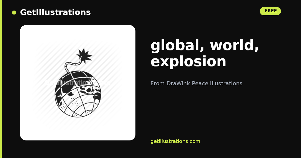 World Exploding Line Art global, world, explosion Vector Illustration — DraWink Peace ...