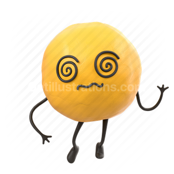 character, dizzy, sick, overwhelmed, tired, emotion, emoticon